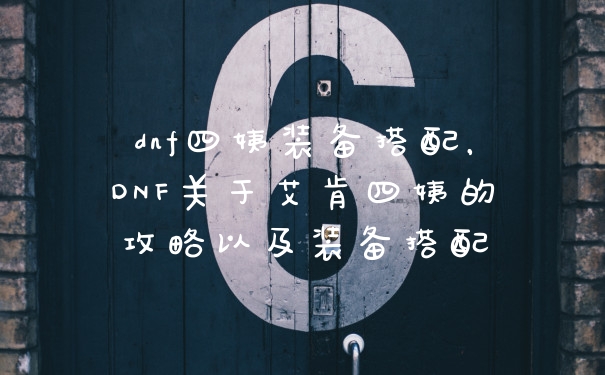 dnf四姨装备搭配，DNF关于艾肯四姨的攻略以及装备搭配