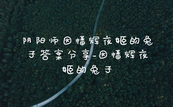 阴阳师因幡辉夜姬的兔子答案分享_因幡辉夜姬的兔子
