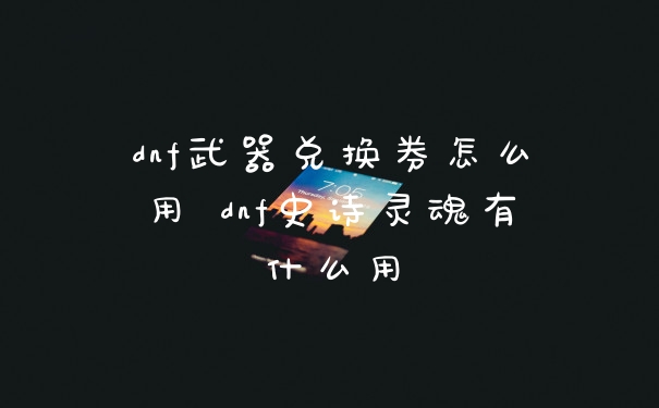 dnf武器兑换券怎么用 dnf史诗灵魂有什么用