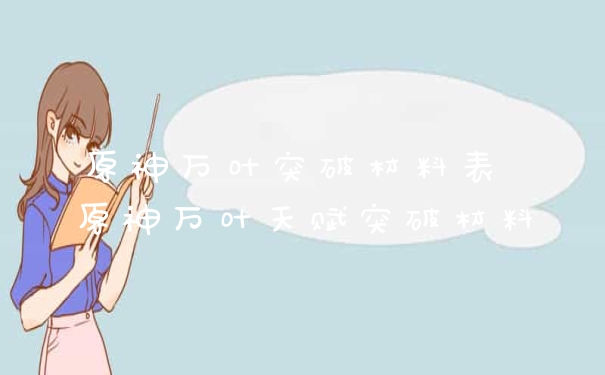 原神万叶突破材料表 原神万叶天赋突破材料