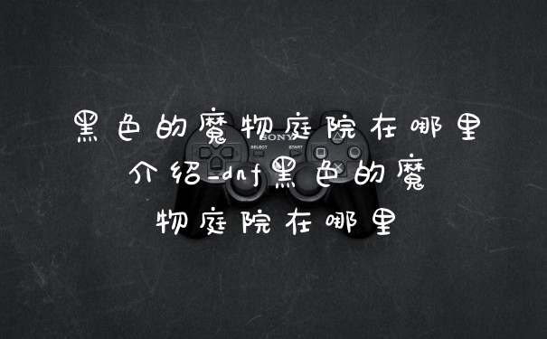 黑色的魔物庭院在哪里介绍_dnf黑色的魔物庭院在哪里