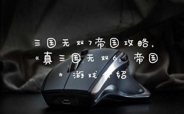 三国无双7帝国攻略，《真三国无双6：帝国》游戏介绍