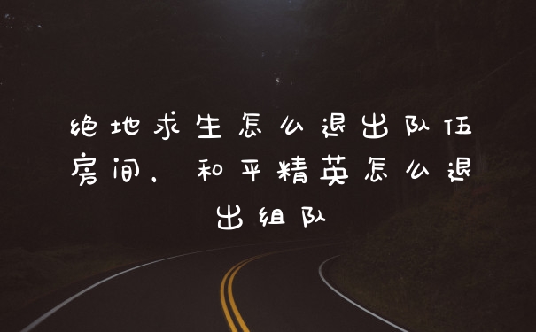 绝地求生怎么退出队伍房间，和平精英怎么退出组队