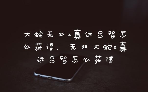 大蛇无双z真远吕智怎么获得,无双大蛇z真远吕智怎么获得