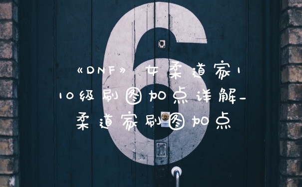 《DNF》女柔道家110级刷图加点详解_柔道家刷图加点