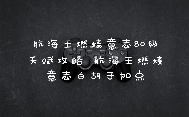 航海王燃烧意志80级天赋攻略 航海王燃烧意志白胡子加点