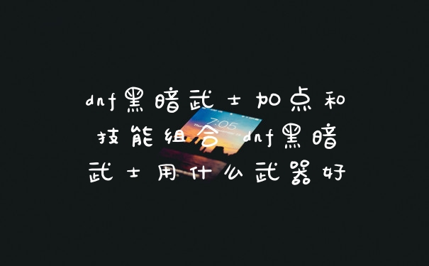 dnf黑暗武士加点和技能组合 dnf黑暗武士用什么武器好