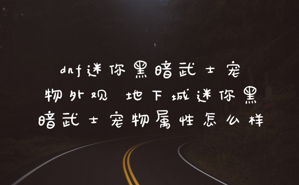 dnf迷你黑暗武士宠物外观 地下城迷你黑暗武士宠物属性怎么样