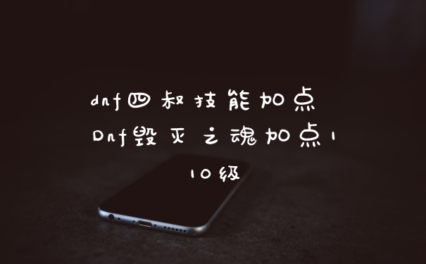 dnf四叔技能加点 Dnf毁灭之魂加点110级