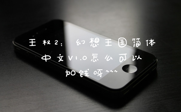 王权2：幻想王国简体中文V1.0怎么可以加钱呀~~~