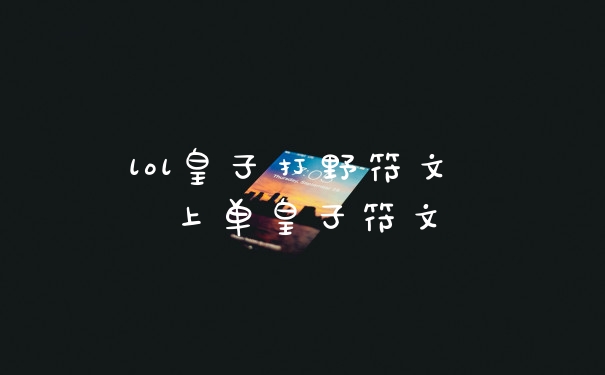 lol皇子打野符文 上单皇子符文
