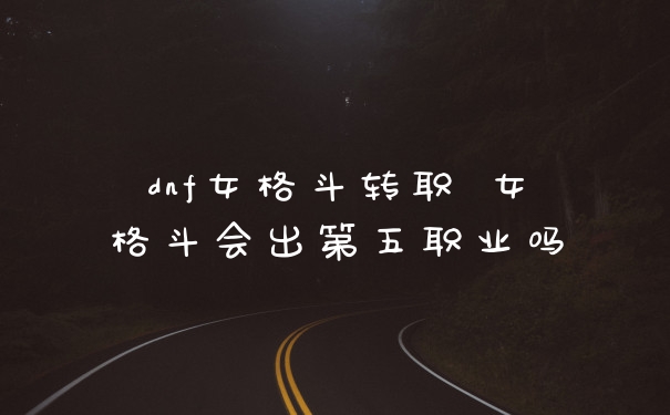 dnf女格斗转职 女格斗会出第五职业吗