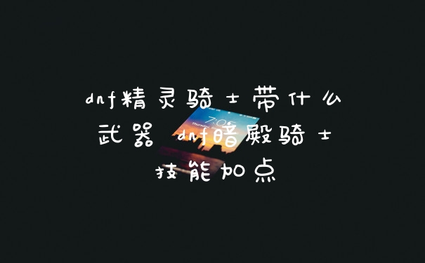dnf精灵骑士带什么武器 dnf暗殿骑士技能加点