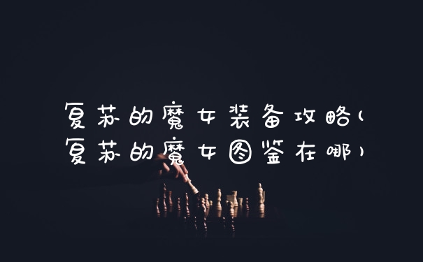 复苏的魔女装备攻略(复苏的魔女图鉴在哪)