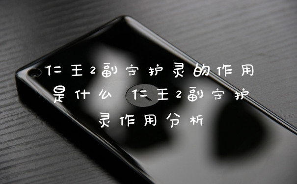 仁王2副守护灵的作用是什么 仁王2副守护灵作用分析
