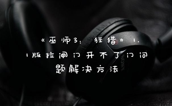 《巫师3：狂猎》1.1版拉闸门开不了门问题解决方法
