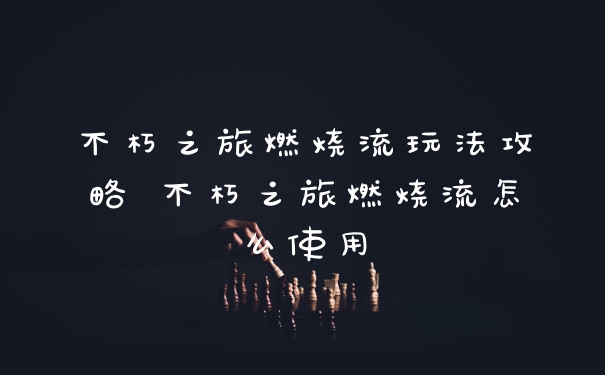 不朽之旅燃烧流玩法攻略 不朽之旅燃烧流怎么使用