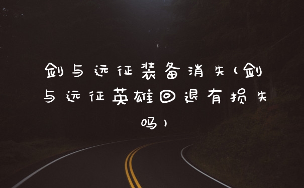 剑与远征装备消失(剑与远征英雄回退有损失吗)