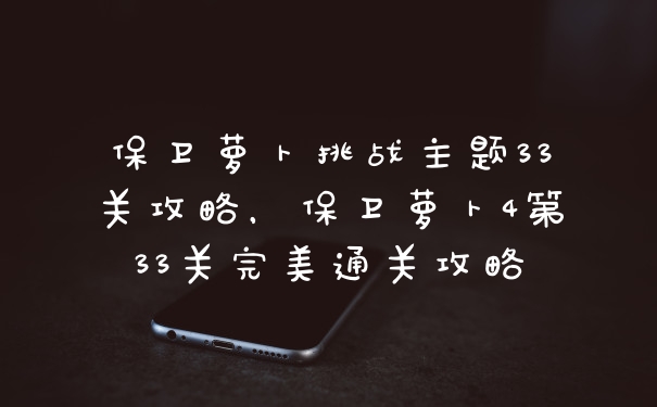 保卫萝卜挑战主题33关攻略，保卫萝卜4第33关完美通关攻略