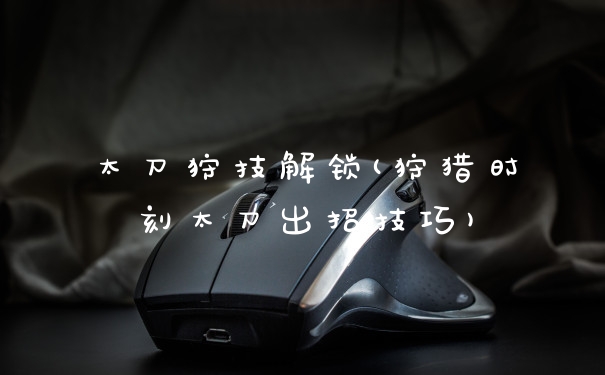 太刀狩技解锁(狩猎时刻太刀出招技巧)