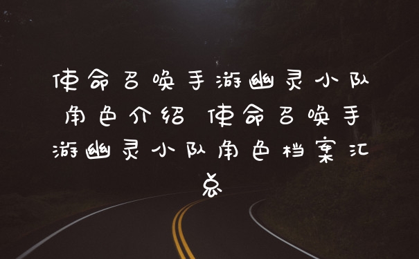 使命召唤手游幽灵小队角色介绍 使命召唤手游幽灵小队角色档案汇总