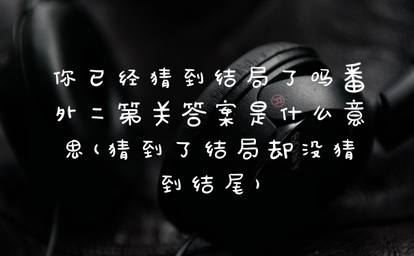 你已经猜到结局了吗番外二第关答案是什么意思(猜到了结局却没猜到结尾)