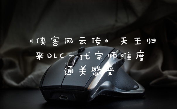 《侠客风云传》天王归来DLC一代宗师难度通关感受