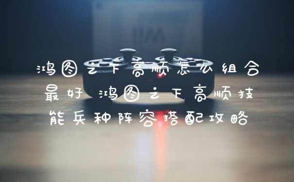 鸿图之下高顺怎么组合最好 鸿图之下高顺技能兵种阵容搭配攻略