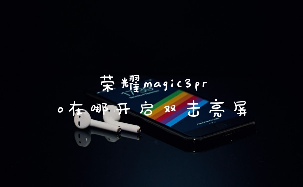 荣耀magic3pro在哪开启双击亮屏