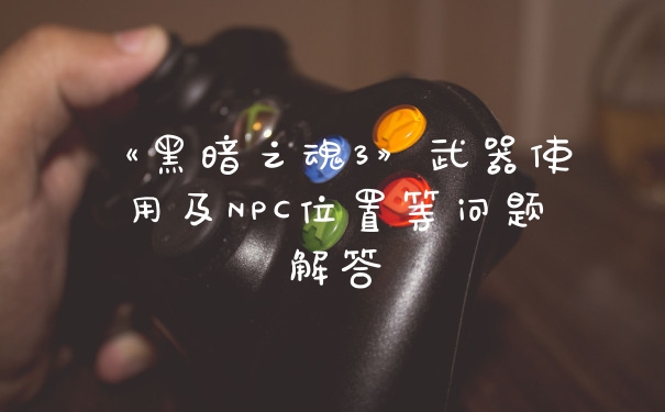 《黑暗之魂3》武器使用及NPC位置等问题解答