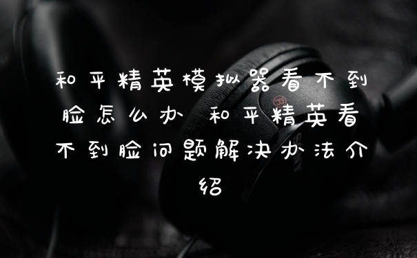 和平精英模拟器看不到脸怎么办 和平精英看不到脸问题解决办法介绍