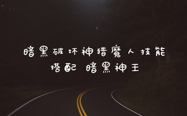 暗黑破坏神猎魔人技能搭配 暗黑神王