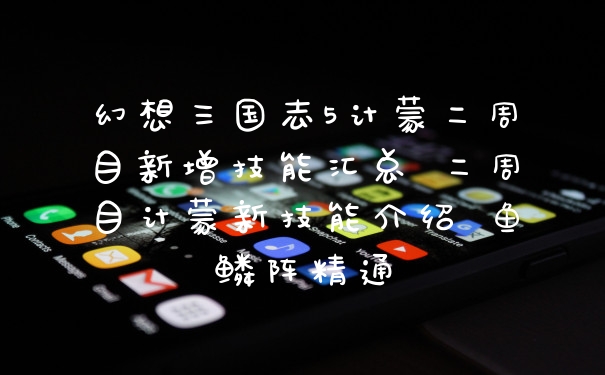 幻想三国志5计蒙二周目新增技能汇总 二周目计蒙新技能介绍 鱼鳞阵精通