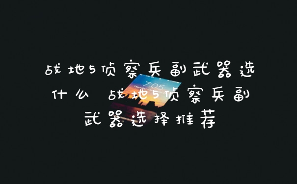 战地5侦察兵副武器选什么 战地5侦察兵副武器选择推荐