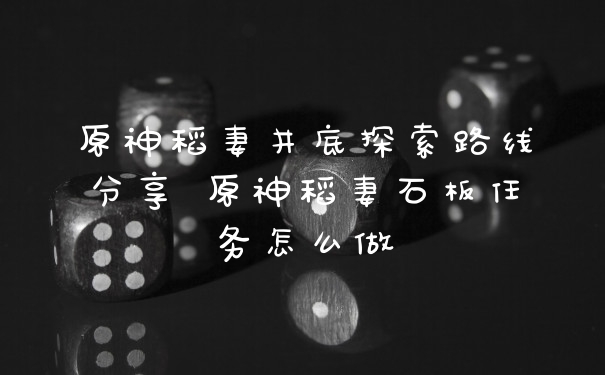 原神稻妻井底探索路线分享 原神稻妻石板任务怎么做