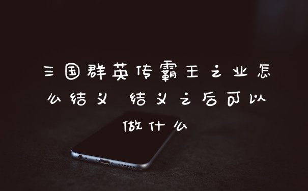 三国群英传霸王之业怎么结义 结义之后可以做什么