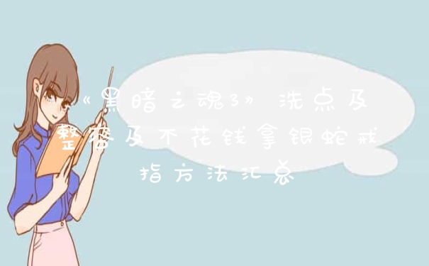 《黑暗之魂3》洗点及整容及不花钱拿银蛇戒指方法汇总