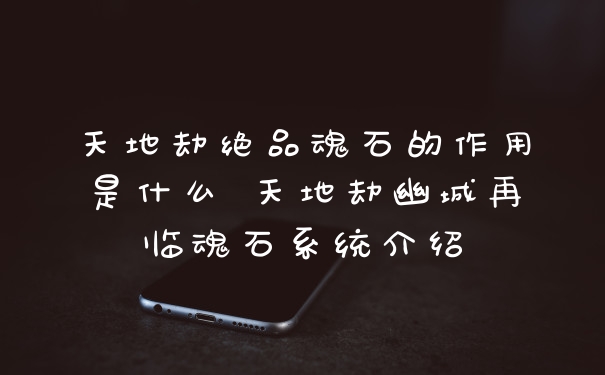 天地劫绝品魂石的作用是什么 天地劫幽城再临魂石系统介绍