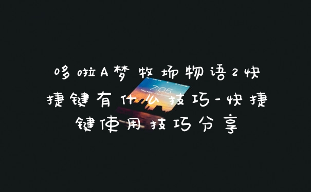 哆啦A梦牧场物语2快捷键有什么技巧-快捷键使用技巧分享