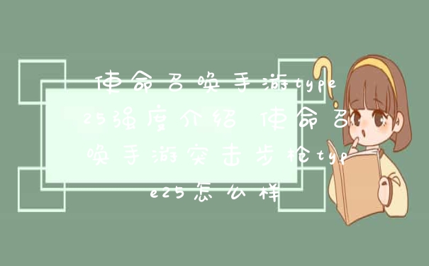 使命召唤手游type25强度介绍 使命召唤手游突击步枪type25怎么样