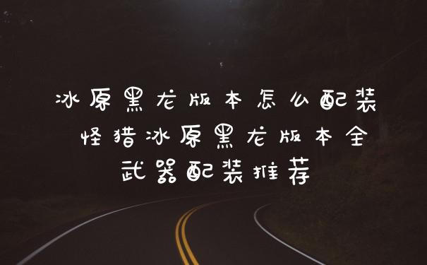 冰原黑龙版本怎么配装 怪猎冰原黑龙版本全武器配装推荐
