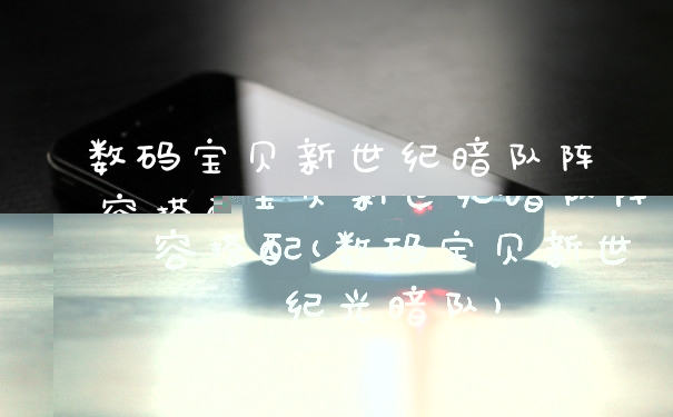 数码宝贝新世纪暗队阵容搭配(数码宝贝新世纪光暗队)