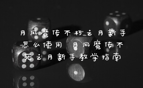 月风魔传不朽之月新手怎么使用 月风魔传不死之月新手教学指南