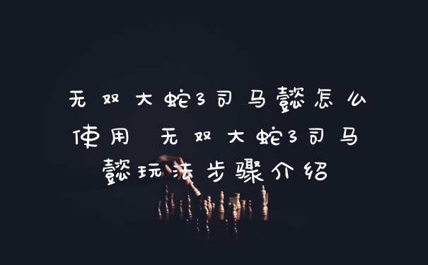 无双大蛇3司马懿怎么使用 无双大蛇3司马懿玩法步骤介绍