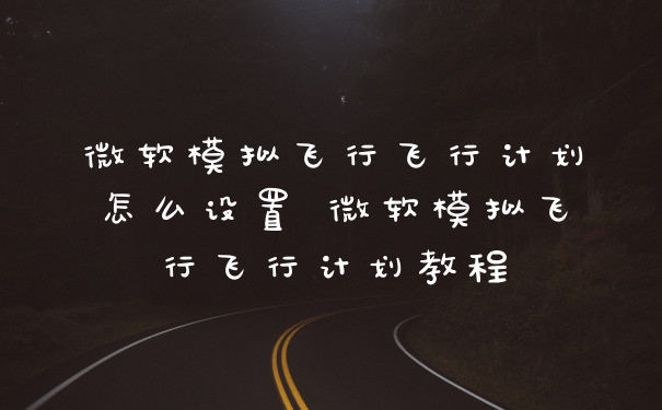 微软模拟飞行飞行计划怎么设置 微软模拟飞行飞行计划教程