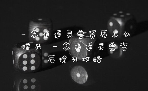 一念逍遥灵兽资质怎么提升 一念逍遥灵兽资质提升攻略