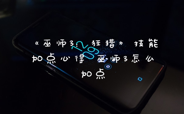 《巫师3:狂猎》技能加点心得 巫师3怎么加点