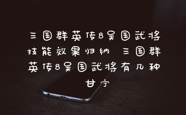 三国群英传8吴国武将技能效果归纳 三国群英传8吴国武将有几种 甘宁