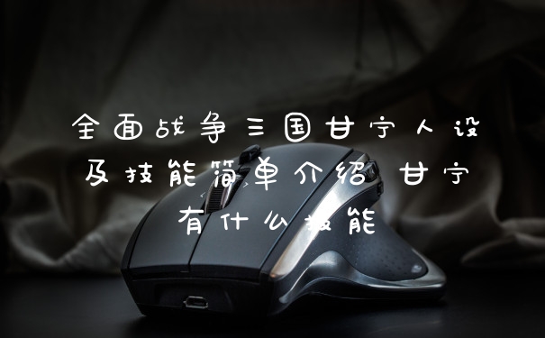 全面战争三国甘宁人设及技能简单介绍 甘宁有什么技能