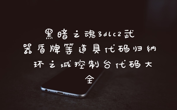 黑暗之魂3dlc2武器盾牌等道具代码归纳 环之城控制台代码大全